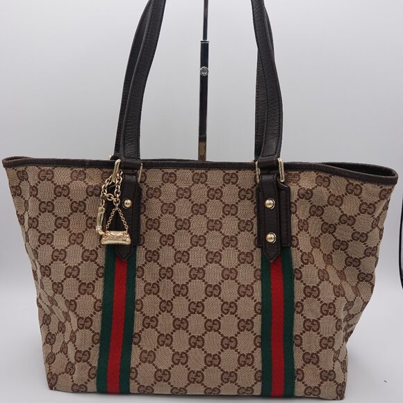 Gucci GG Canvas Jolicoeur Sherry Line Tote Brown - Picture 1 of 16